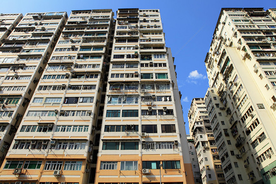 香港旧大楼窗帘生活窗户住宅摩天大楼多层高楼建筑学抵押天空图片