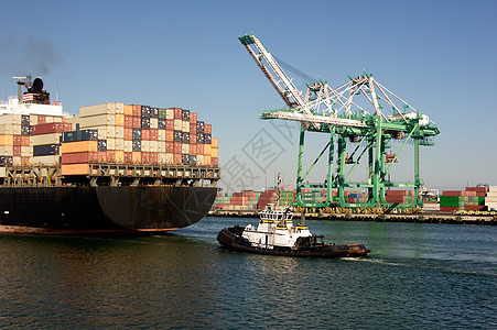 洛杉矶港口航运业公司船运港出口送货造船血管进口集装箱货物起重机海洋港口图片