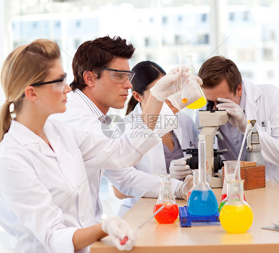 在实验室工作的科学家学习公司女孩商业大学工人化学技术木板夹克图片