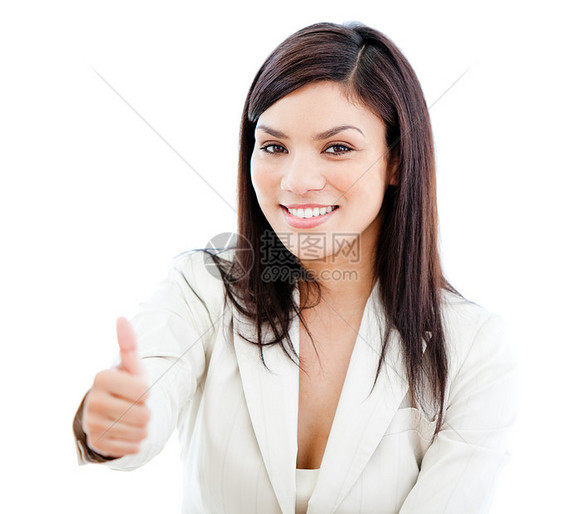 肖像的漂亮女商务人士 做一个大拇指图片