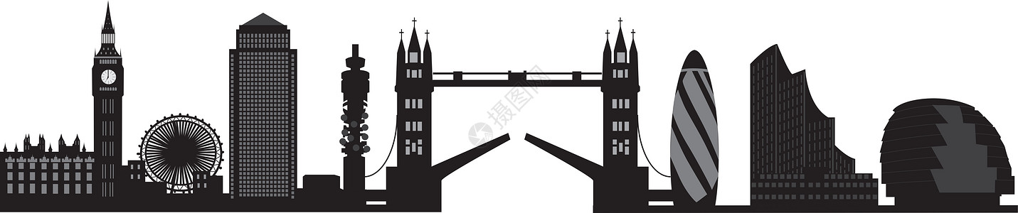 伦敦天际地标景观摩天大楼城市车轮办公室插图议会天空纪念碑图片