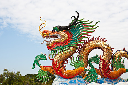 中国龙雕像传统警卫力量旅行蓝色情调宗教节日财富天空图片