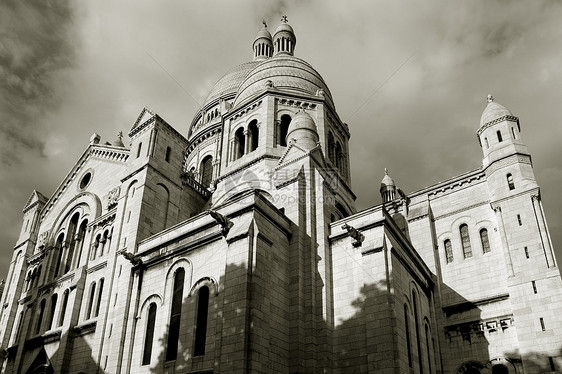 法国巴黎 法国伊利尔德法兰西宗教旅行大教堂圆顶建筑学石头黑白历史黑与白旅游图片