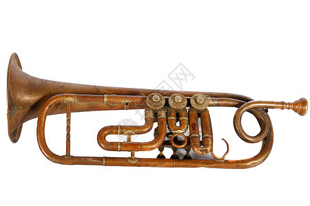 旧号角乐器管道金子金属黄铜古董管子喇叭音乐工作室图片
