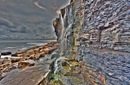 瀑布 Dorset 金梅里奇湾海岸旅游旅行海洋海岸线岩石侏罗纪海浪风景目的地图片