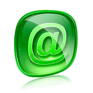 电子邮件图标绿色玻璃 在白色背景上隔离服务邀请函网站插图信封邮寄邮箱按钮发件邮件图片