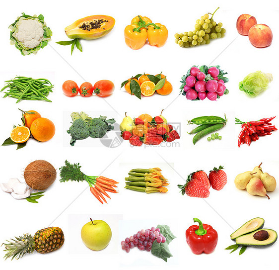 水果和蔬菜辣椒柠檬维生素菠萝花园食物香蕉营养橙子洋葱图片
