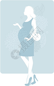 怀孕的双月光妇女珠宝身体女士妈妈头发女孩母亲母性腹部家庭图片