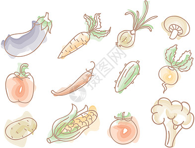 蔬菜彩色涂条装饰烹饪生物黄瓜床单风格饮食绘画胡椒草图图片