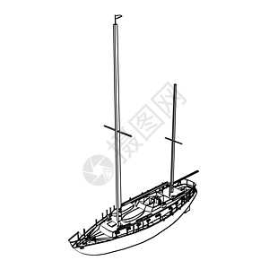亚赫特矢量插图绘画运输帆船发动机速度艺术活动旅行蓝色运动图片
