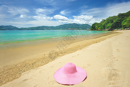 海滩海景海浪边缘海岸线旅行海洋地平线假期帽子热带图片