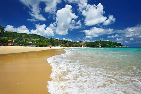 海滩海洋旅行边缘黄色海岸线风景假期游客蓝色热带图片