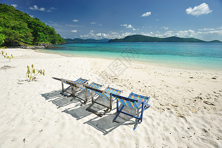 海滩海浪游客休息室热带海洋蓝色黄色海景旅行假期图片