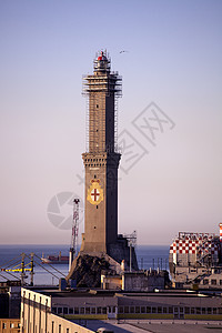 热那亚灯塔纪念碑旅游历史城市徽章地标灯光港口天空灯笼图片