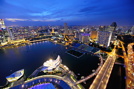 晚上新加坡城市天际金融市中心地标场景摩天大楼天空旅行码头中心旅游图片