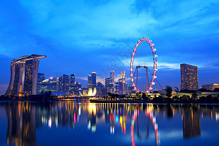 晚上新加坡城市天际天空金融摩天大楼景观旅行市中心中心商业地标旅游图片