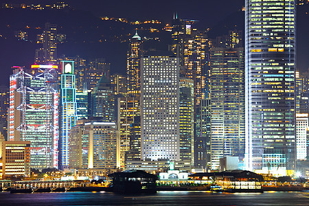 晚上在香港玻璃商业工作总部中心摩天大楼白色市中心房间建筑图片