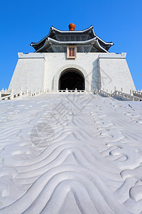 泰万的纪念堂Taiwan旅行公园纪念馆入口蓝色文化记忆寺庙纪念碑观光图片