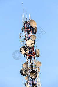 电信塔电讯塔飞机通信波浪技术顶峰工程天气盘子金属细胞图片