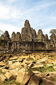 Bayon Siem收获 柬埔寨考古学旅游纪念碑地标建筑世界雕刻建筑学遗产雕塑图片