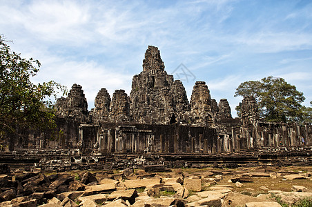 Bayon Siem收获 柬埔寨遗产旅行雕塑纪念碑艺术面孔雕像世界倒象宗教图片