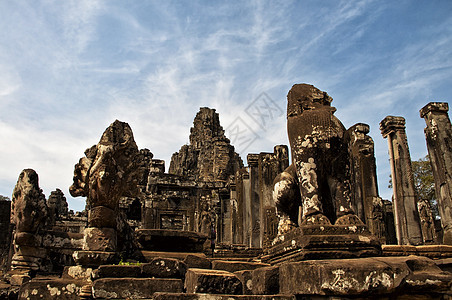 Bayon Siem收获 柬埔寨高棉语宗教笑脸考古学雕塑倒象世界地标石脸艺术图片