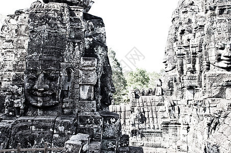 拜顿寺庙面孔 昂哥瓦的石头雕刻脸部 坎波迪雕塑宗教上帝考古学历史高棉语废墟微笑雕像历史性图片