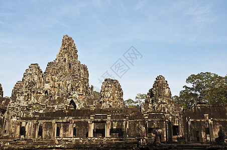 Bayon Siem收获 柬埔寨高棉语雕刻建筑学石头考古学建筑地标笑脸旅行历史图片