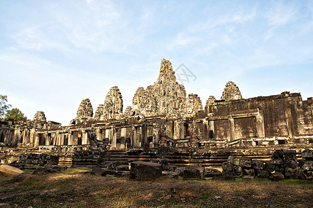 Bayon Siem收获 柬埔寨雕塑旅行笑脸石脸遗产雕像建筑倒象高棉语纪念碑图片