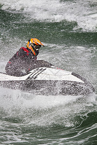 喷气式赛船蓝色赛跑者假期波纹喷射摩托车海浪男人活动工艺图片