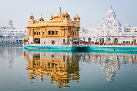 印度Amritsar 金殿旅行反射纪念碑神社建筑旅游地标遗产假期水池图片