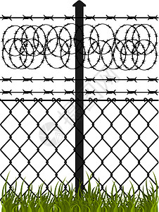 带刺铁丝网的电栅栏自由金属农场犯罪植物周长锁定草地场地花园图片
