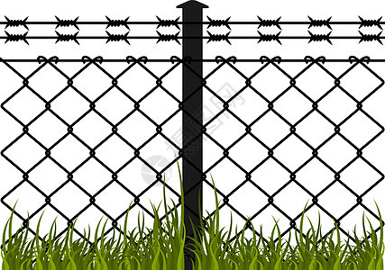 带刺铁丝网的电栅栏自由插图植物锁定农场场地边界障碍危险生长图片