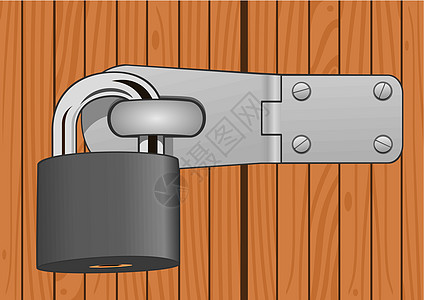 用锁锁着的特写木制门图片