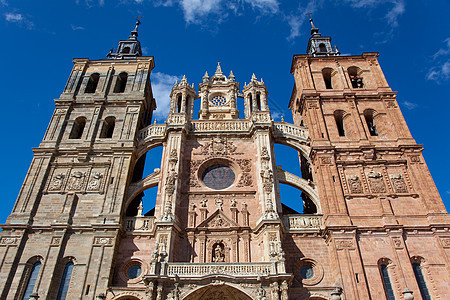 西班牙里昂阿斯托加大教堂宗教教会钟楼旅行之路大教堂城市晴天旅游石头图片