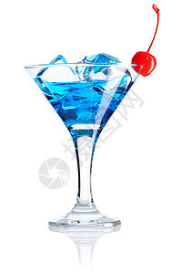 蓝库拉卡鸡尾酒茶点食物热带反射蓝色糖浆酒精玻璃派对白色图片