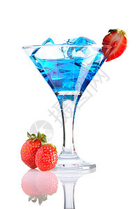 蓝库拉卡鸡尾酒茶点酒精蓝色反射热带糖浆派对白色玻璃食物图片