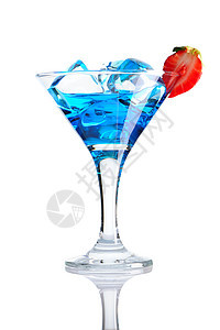 蓝库拉卡鸡尾酒热带蓝色茶点玻璃派对食物白色反射糖浆酒精图片
