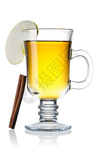 苹果酒精玻璃肉桂食物烈酒黄色白色杯子图片