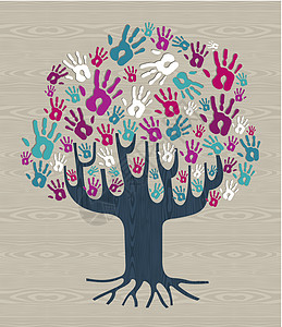 冬季颜色多样性树的手图片
