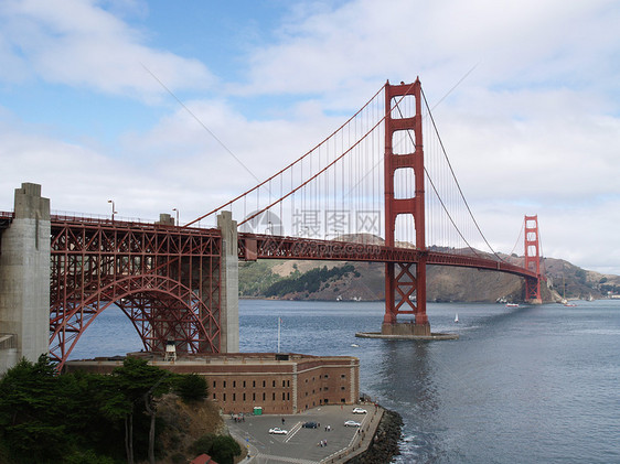 加州旧金山金门金门大桥工程地标假期游客吸引力运输天空金属纪念碑支撑图片