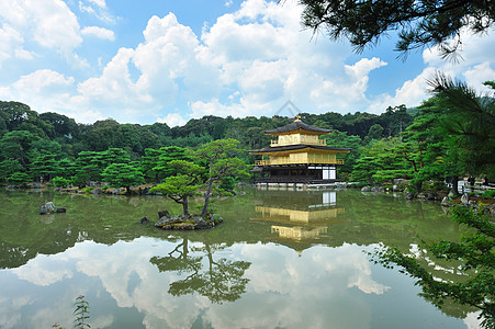 日本美丽花园金球馆金子旅行杰作公园天空建筑地标神社寺庙文化背景