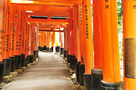 木制门寺庙红色神道走廊神社文化橙子历史宗教旅行图片