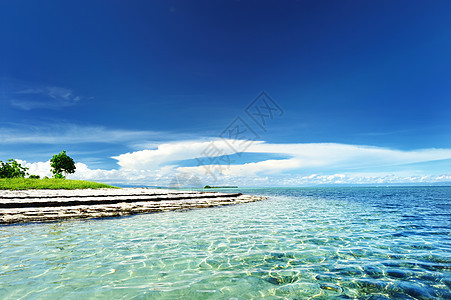 美丽的海滩地平线蓝色海洋荒野海景海岸线海浪假期边缘天空图片