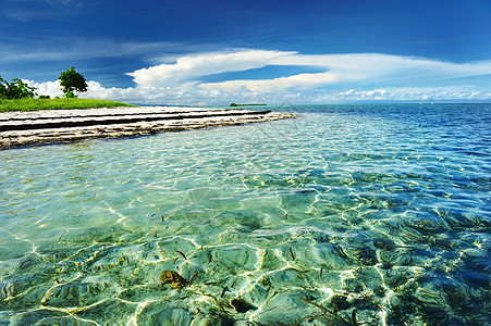 美丽的海滩蓝色荒野海洋地平线旅行风景海景天空海岸线热带图片