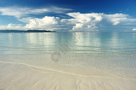 美丽的海滩处女风景边缘蓝色海洋海浪热带海岸线地平线海景图片