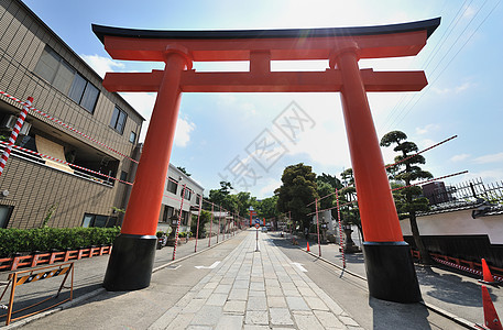 木制门人行道红色宗教神道走廊寺庙历史城市神社旅游图片