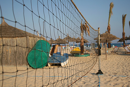 突尼斯Hammmammet海滩晴天城市排球太阳图片