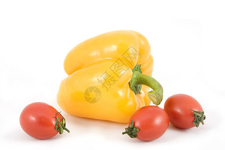甜黄胡椒和西红柿阴影胡椒红色白色蔬菜辣椒剪裁食物黄色图片