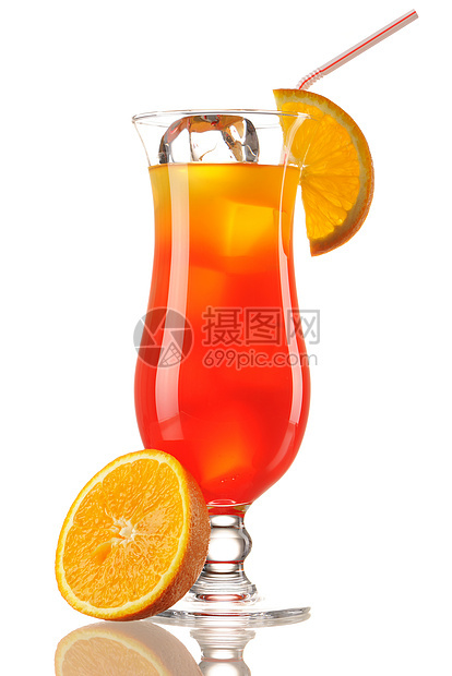 龙舌兰太阳升起鸡尾酒果汁橙子苏打食物反射酒精白色糖浆玻璃热带图片